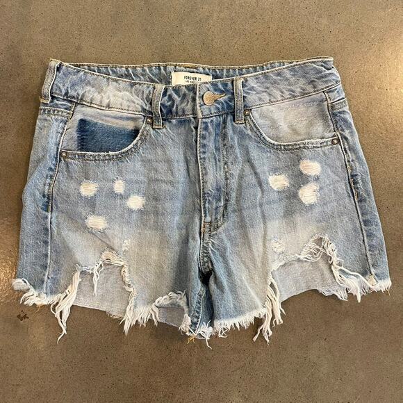 Forever 21 Denim cut off shorts distressed womens juniors size 26 - Picture 1 of 3